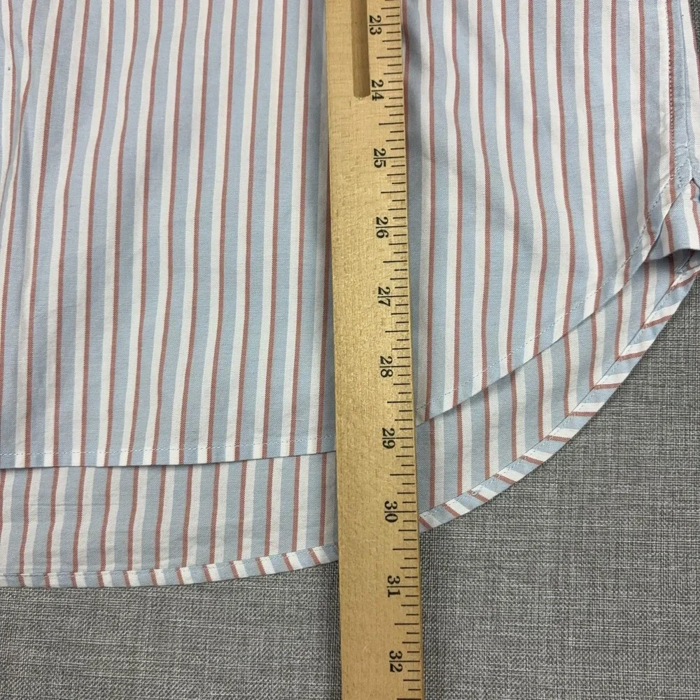 Vince Shirt Mens Large White Red Blue Stripe Classic Fit Dress Long Sleeve